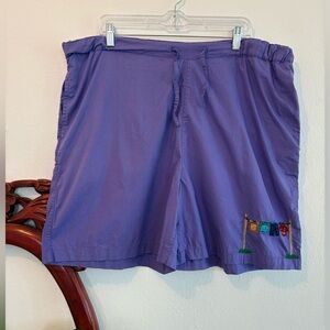 Women’s 3X Vintage Raindance Plus Purple Drawstring Cottagecore Cotton Shorts